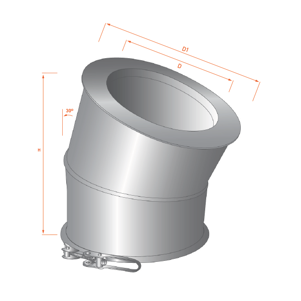 Coude à 30° fumisterie double paroi