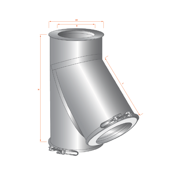 Té à 45° conduit double paroi Rénovation