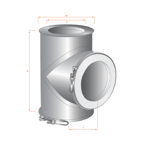 Té à 90° fumisterie cheminée double paroi