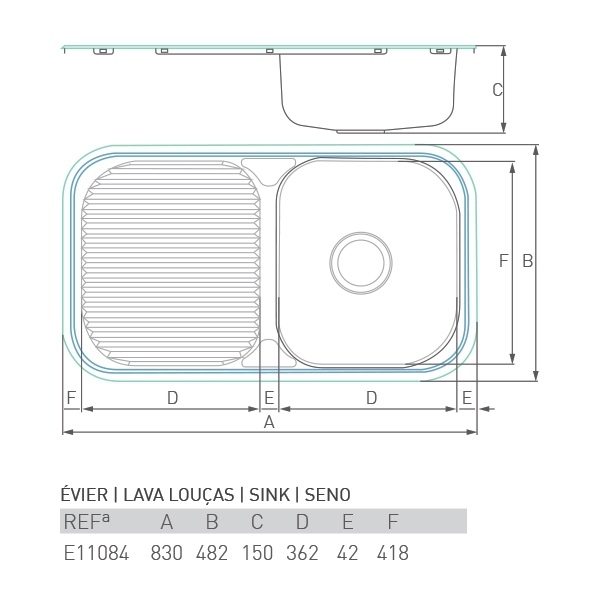 EVIER INOX 1 BAC 80*50CM - Az living