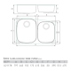 Évier inox sous plan OCÉAN 1½ bac 80 x 50