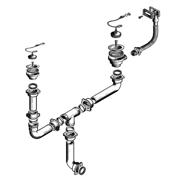 Bouchon d'évier, drain de 30 mm avec chaîne