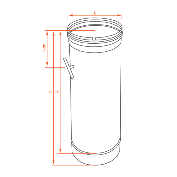 Conduit de cheminée - Tuyau 1M à régulateur de tirage simple paroi