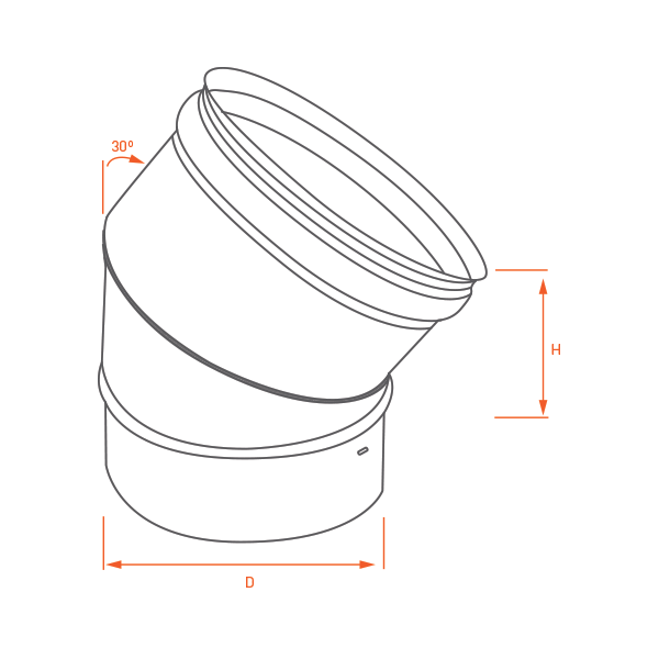Conduit de cheminée - Coude 30° simple paroi PRO