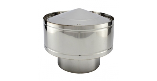 CHAPEAU ANTI PLUIE AVEC PROTECTION VENT - INOX 316 Diamètre 80