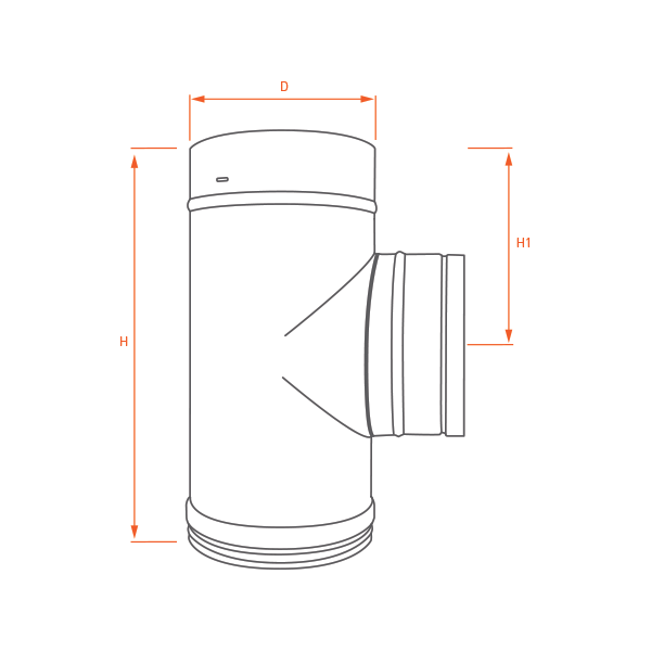 Conduit de cheminée - Té 90° simple paroi