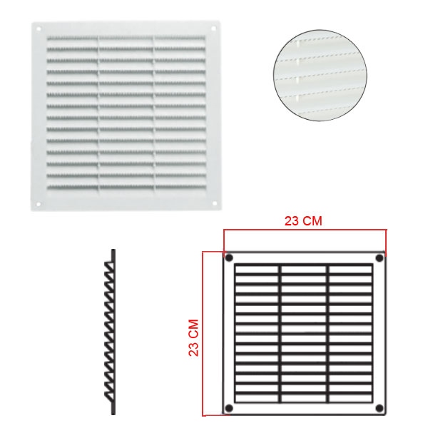 Grille polypropylène d'aération et ventilation de Gaz