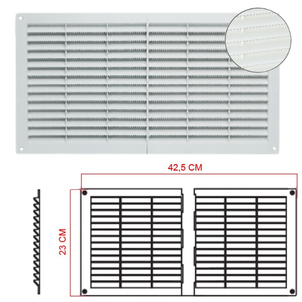 Grille polypropylène d'aération et ventilation de Gaz