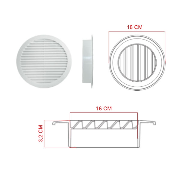 Grille polypropylène d'aération et ventilation