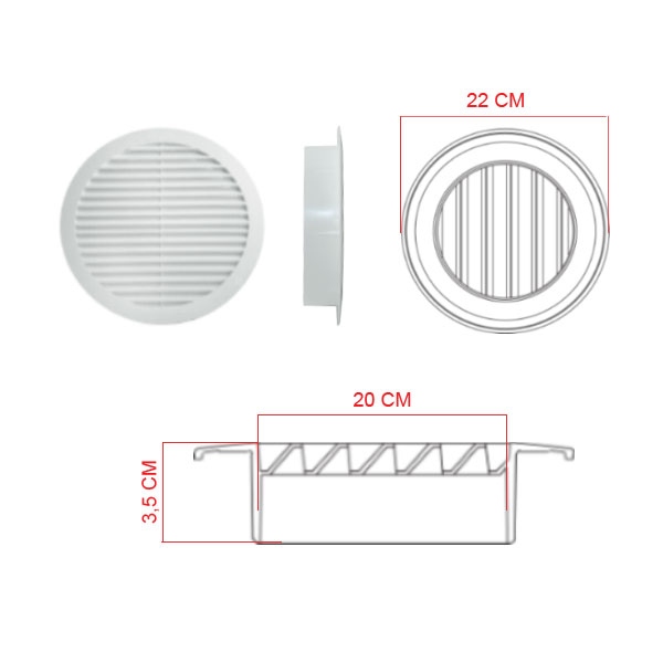 Grille polypropylène d'aération et ventilation