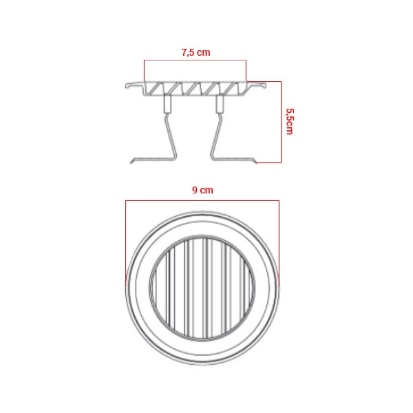 Grille polypropylène d'aération à clipser Ø55/85