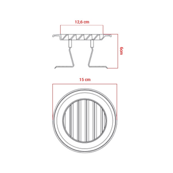 Grille polypropylène d'aération à clipser Ø80/125