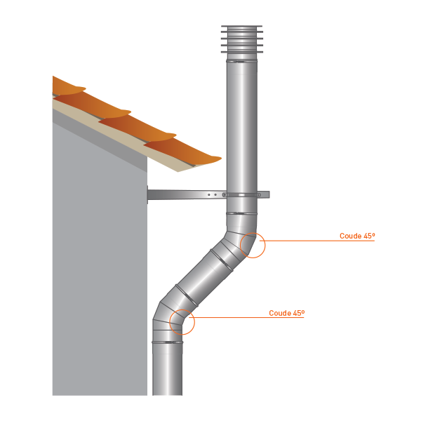 Conduit de cheminée - Coude 45° simple paroi PRO