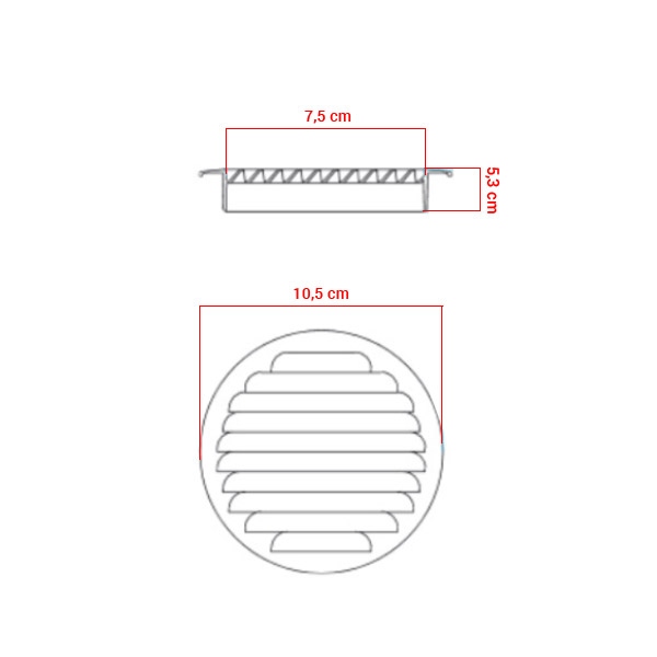 Grille d'aération à encastrer aluminium Ø80