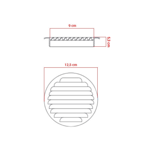 Grille d'aération à encastrer aluminium Ø100