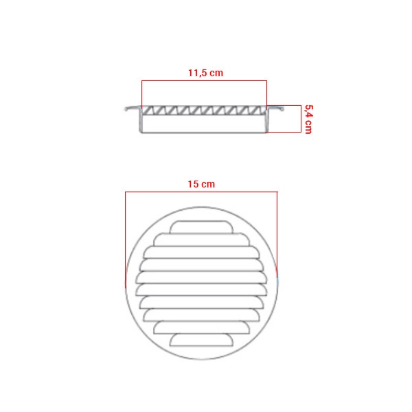 Grille d'aération à encastrer aluminium Ø120