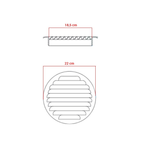 Grille d'aération à encastrer aluminium Ø200