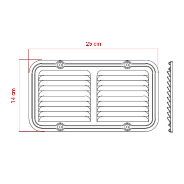 Grille d'aération en aluminium 14x25