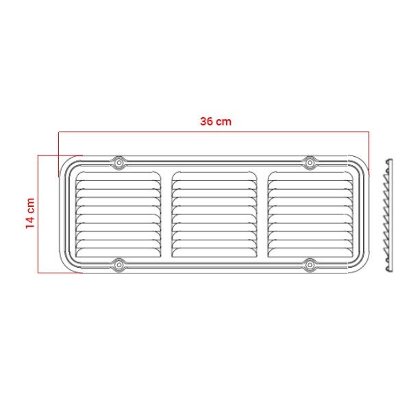 Grille d'aération en aluminium 14x36