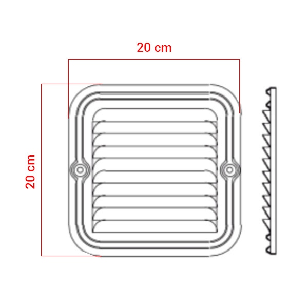 Grille d'aération en aluminium 20x20