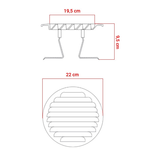 Grille d'aération à clipser aluminium Ø140/200