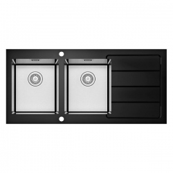 Évier inox à encastrer CASPIAN 2 bacs 116 x 54