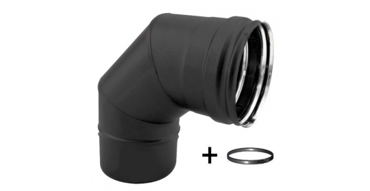 Coude à 90° -Conduit poêle bois Noir / Anthracite PRO