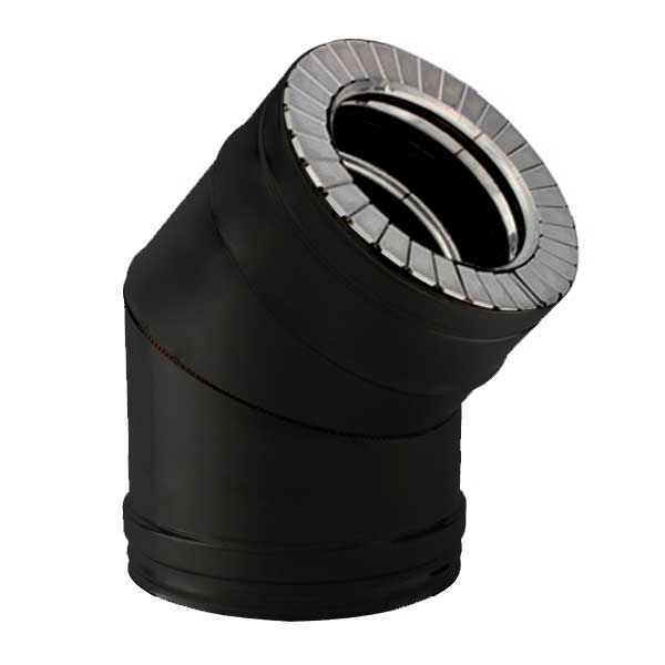 Coude à 45° - Conduit fumée double paroi Noir / Anthracite