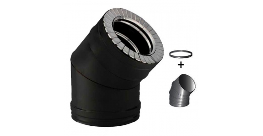 Coude à 45° -Conduit fumée double paroi Noir / Anthracite