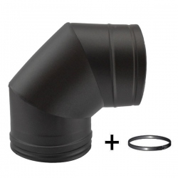 Coude à 90° conduit fumée double paroi Noir / Anthracite