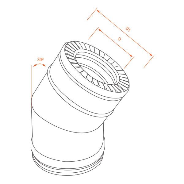 Coude à 30° conduit cheminée double paroi isolé