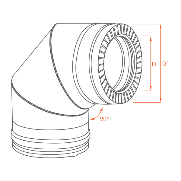 Coude à 90 - Conduit de cheminée inox double paroi isolé