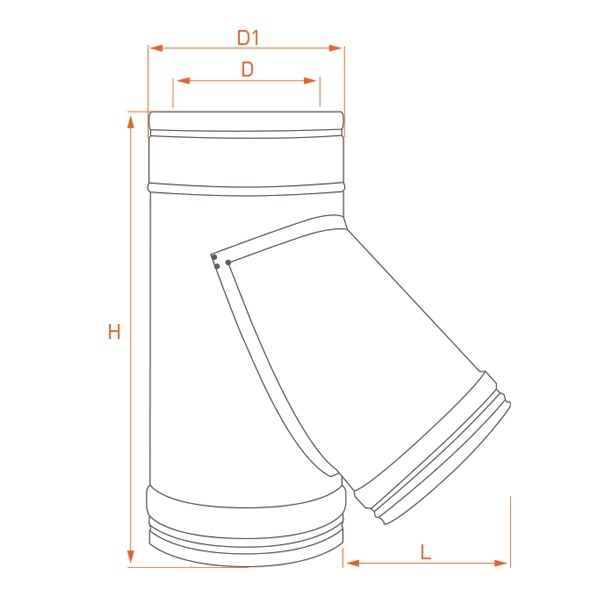 Té à 45° - Conduit cheminée inox double paroi