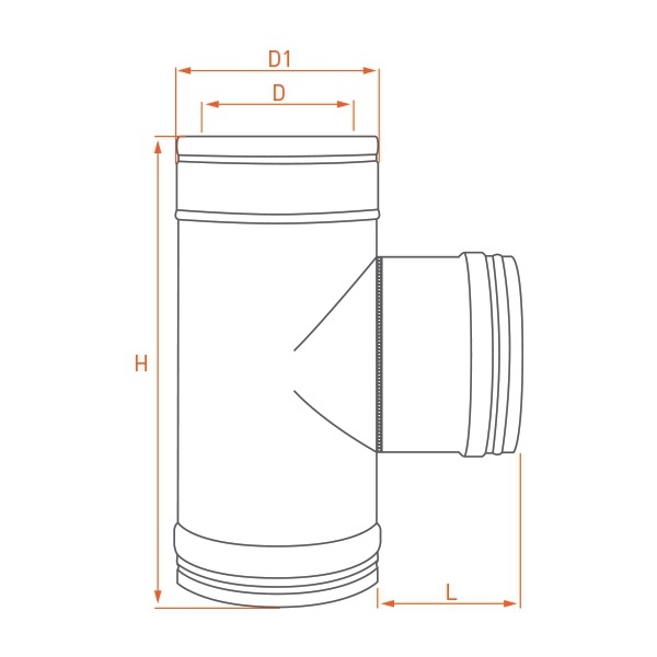 Té à 90° - Conduit cheminée double paroi isolé