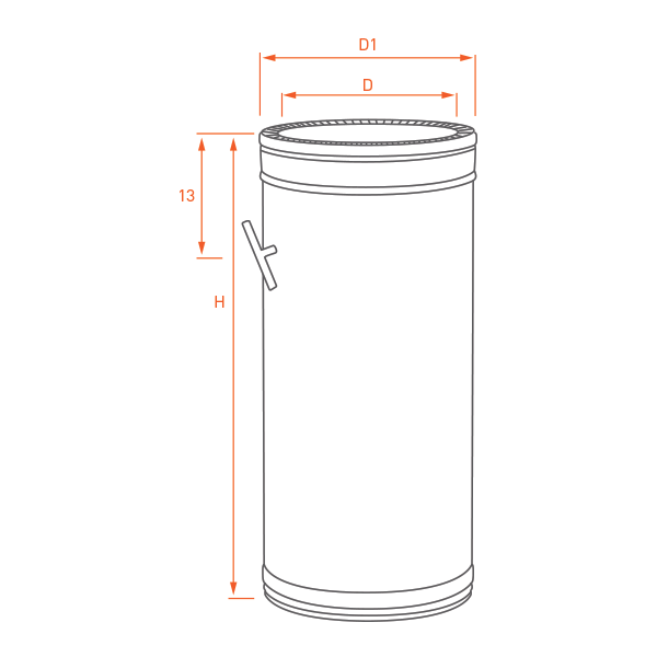 Tuyau 50CM régulateur tirage - Conduit cheminée double paroi isolé PRO